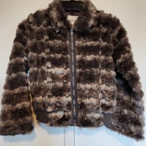 Cherokee Kids Faux Fur Jacket - Brown and Gray